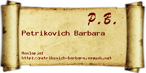 Petrikovich Barbara névjegykártya